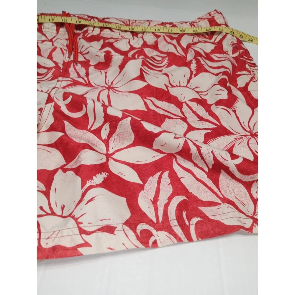 OP Ocean Pacific Hawaiian Swim Trunks Men's XL 40-42 Red Floral‎ Board Shorts